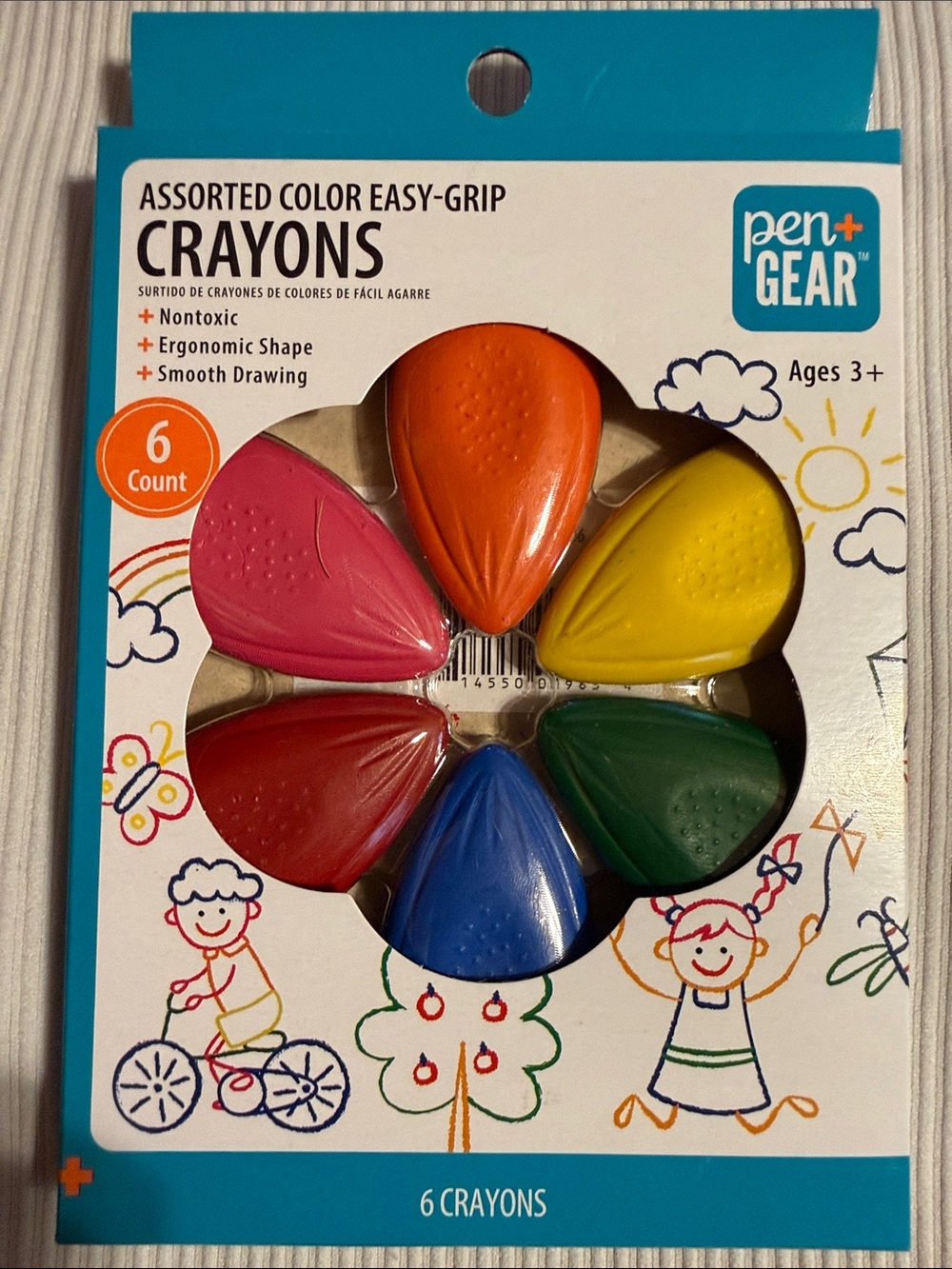 Pen + Gear assorted color easy grip crayons. 6 count.